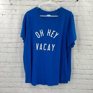 Oh Hey Vacay Vacation Cobalt Blue Quote Graphic Old Navy XXL Short Sleeve Tee